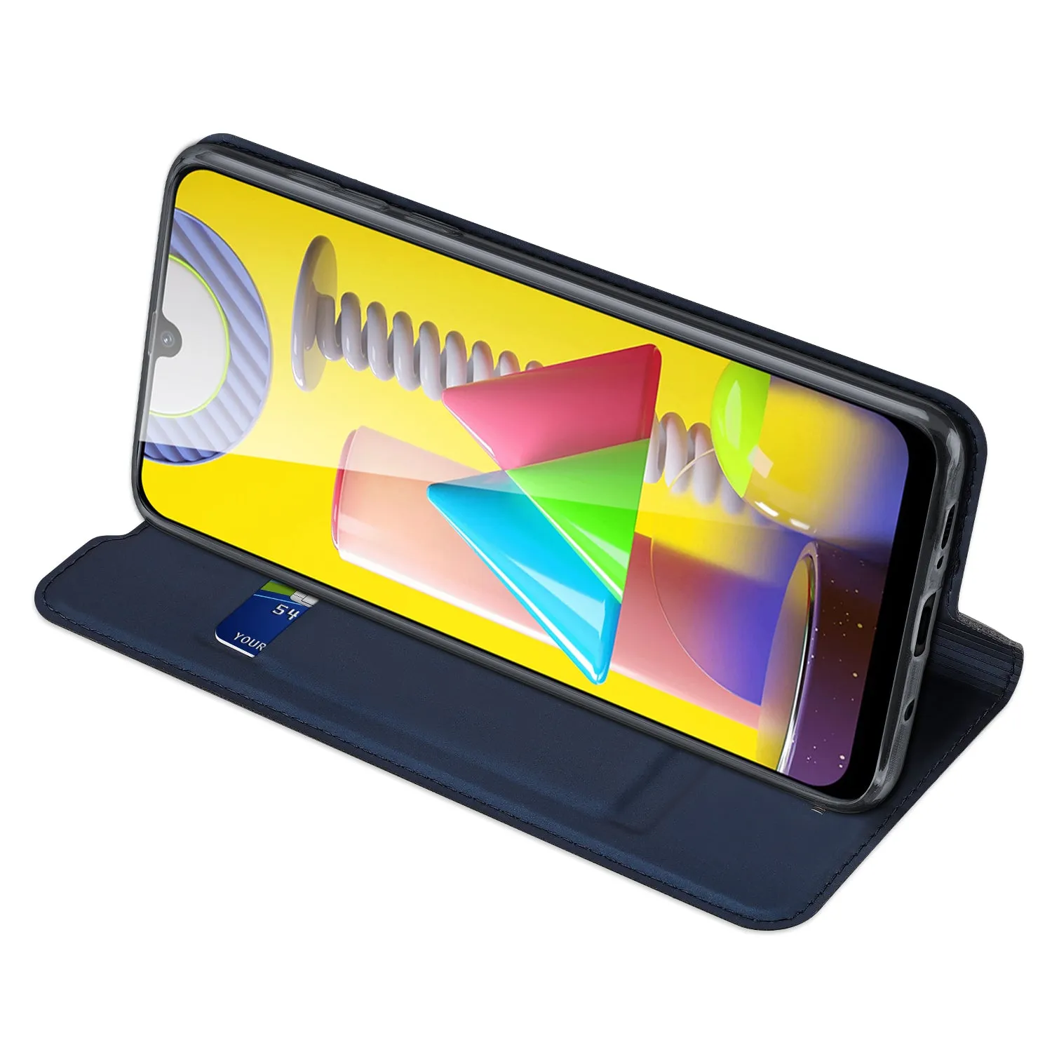 DUX DUCIS For Samsung M31 Leather Mobile Phone Cover Magnetic Protective Case Bracket with Cards Slot blue