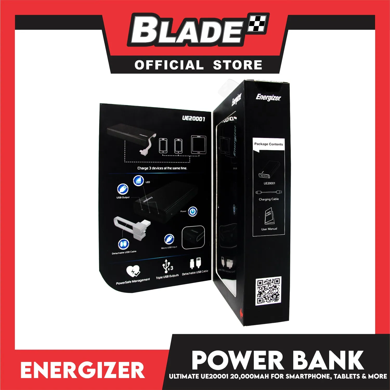 Energizer HighTech Power Bank UE20001 20,000mAh for Smartphones, Tablets & More
