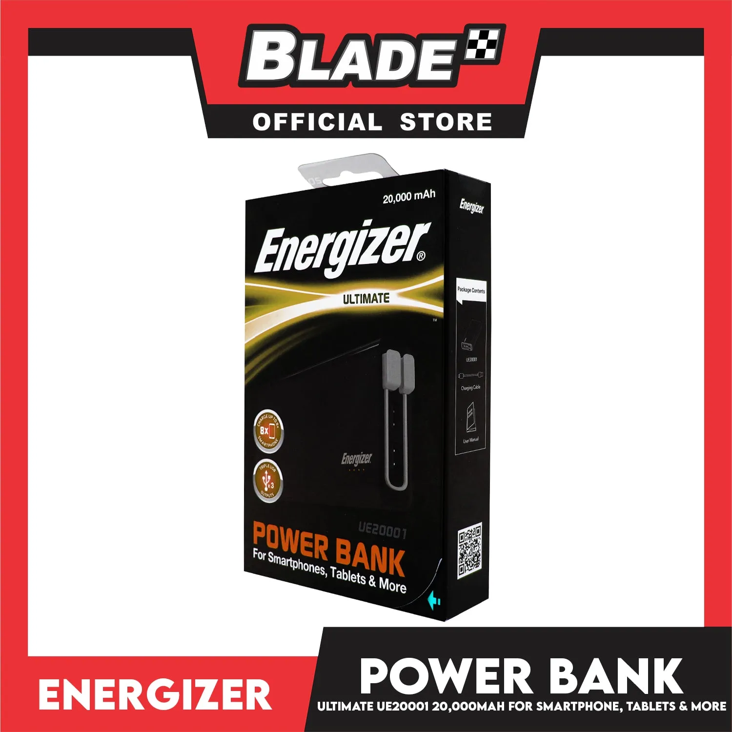 Energizer HighTech Power Bank UE20001 20,000mAh for Smartphones, Tablets & More