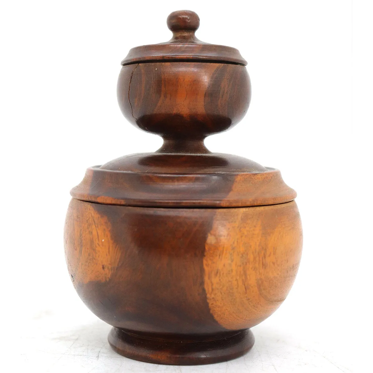 English Georgian Treen Laburnum Wood Two-Part Jar or Box