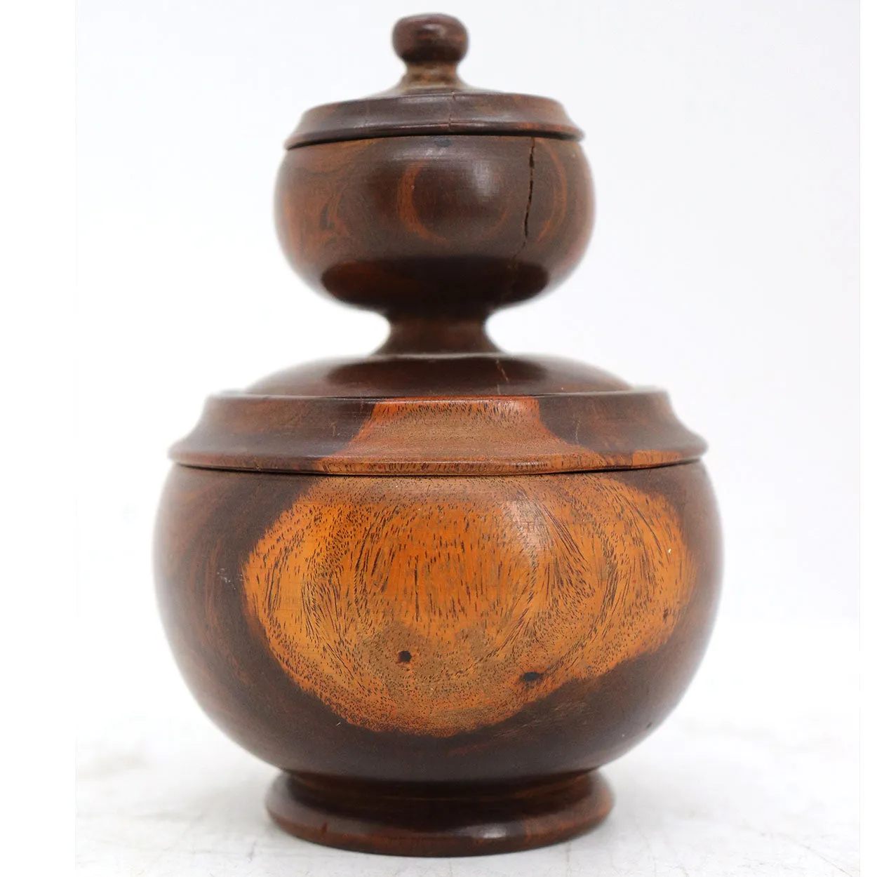 English Georgian Treen Laburnum Wood Two-Part Jar or Box