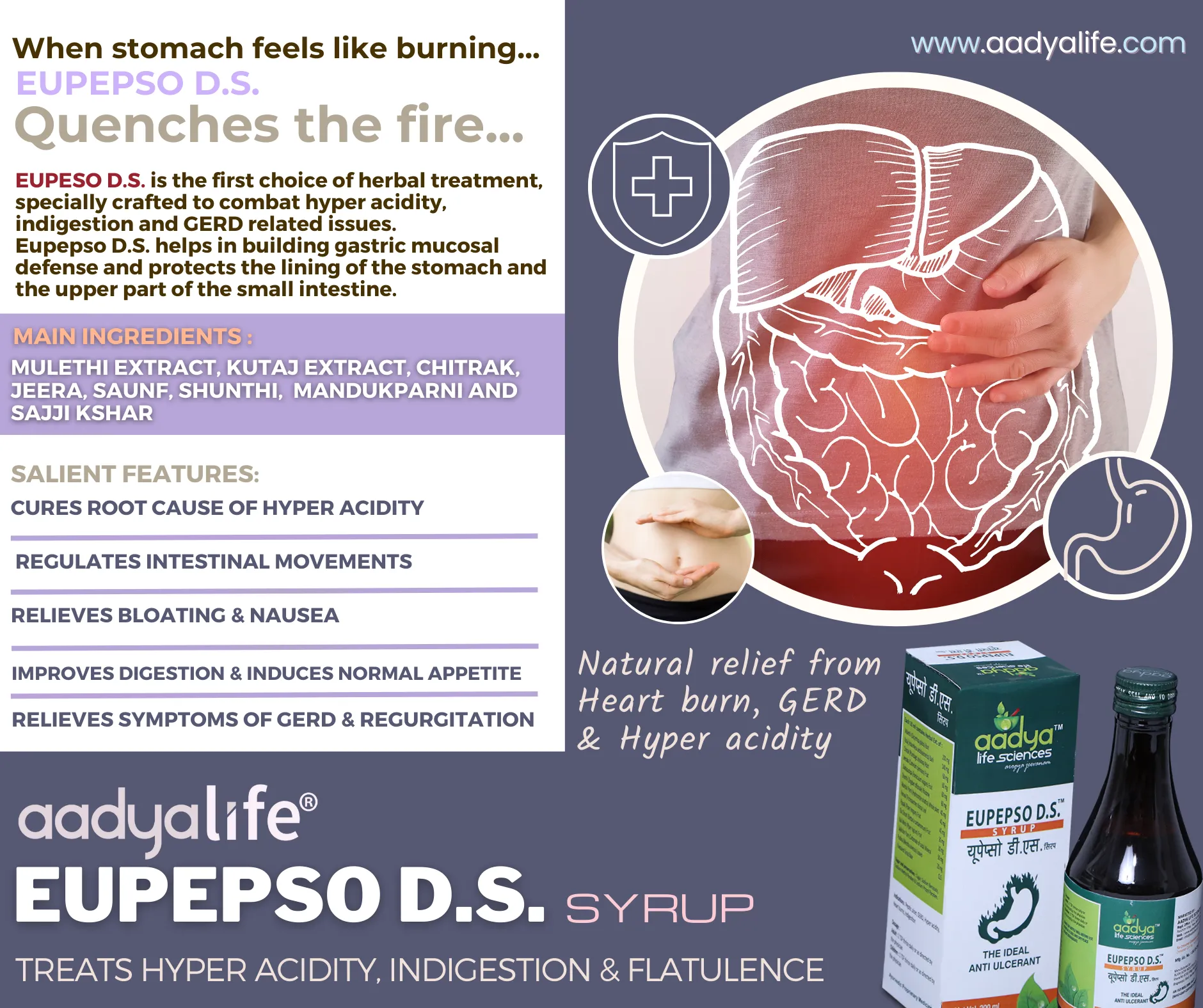 Eupepso D.S, A Herbal Formula for Hyper Acidity, Indigestion & Flatulence