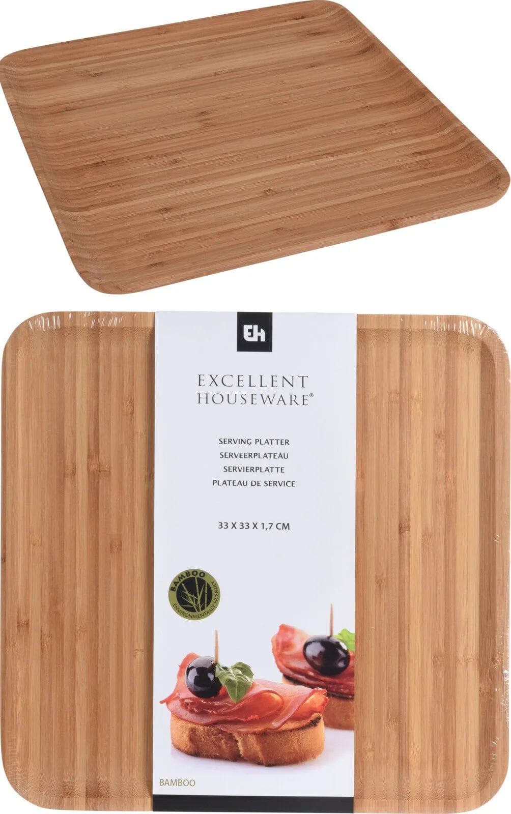 Excellent Houseware Bamboo Serving Tray 33X33