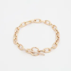 Extra Large Square Oval Link Toggle Bracelet with Pavé Diamonds