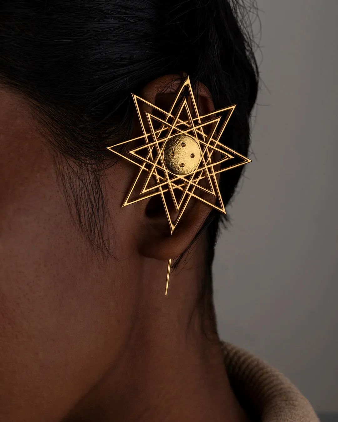 Fashion Jewellery-24K Gold plated Brass-Earring Sitara Earcuffs-Gold-R2024-19-EC-Fashion Edit Rumri Jewellery