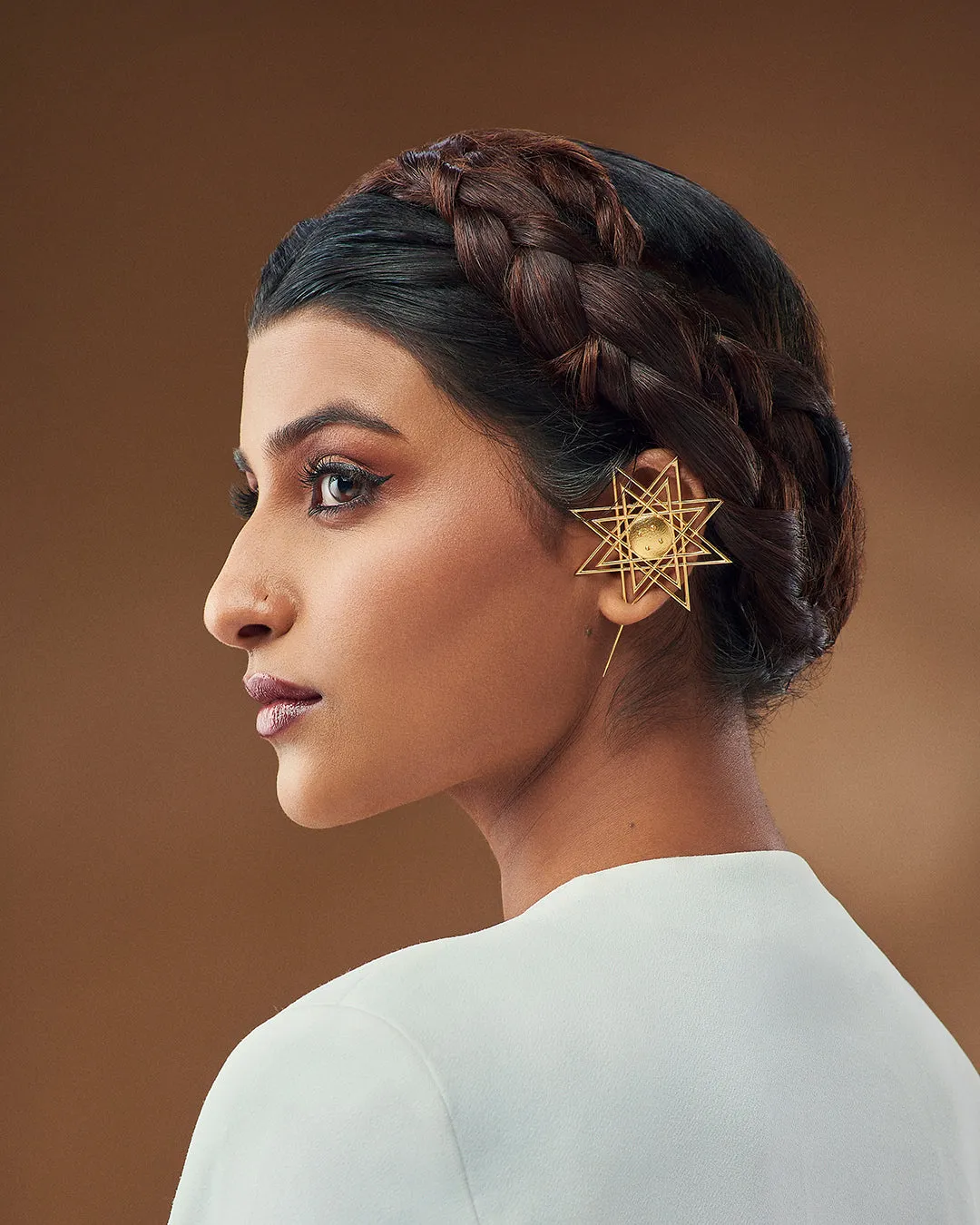 Fashion Jewellery-24K Gold plated Brass-Earring Sitara Earcuffs-Gold-R2024-19-EC-Fashion Edit Rumri Jewellery