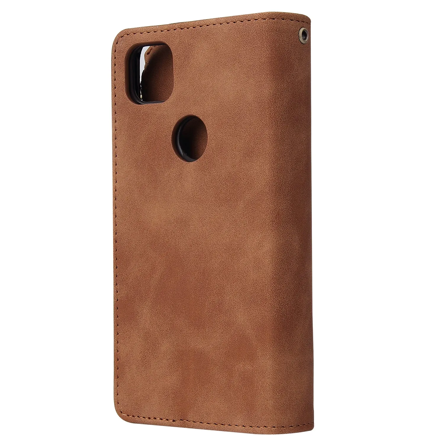 For Google Pixel 4A  Leather Mobile Phone Cover with Cards Slot Zipper Purse Phone Bracket 2 blue