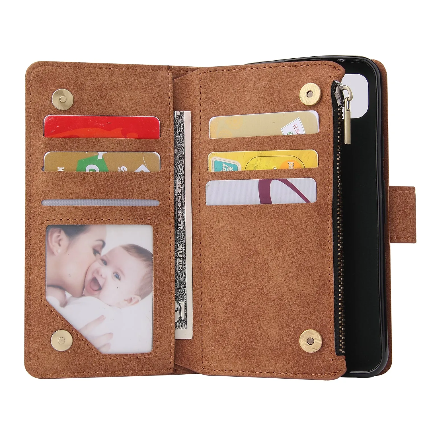 For Google Pixel 4A  Leather Mobile Phone Cover with Cards Slot Zipper Purse Phone Bracket 2 blue