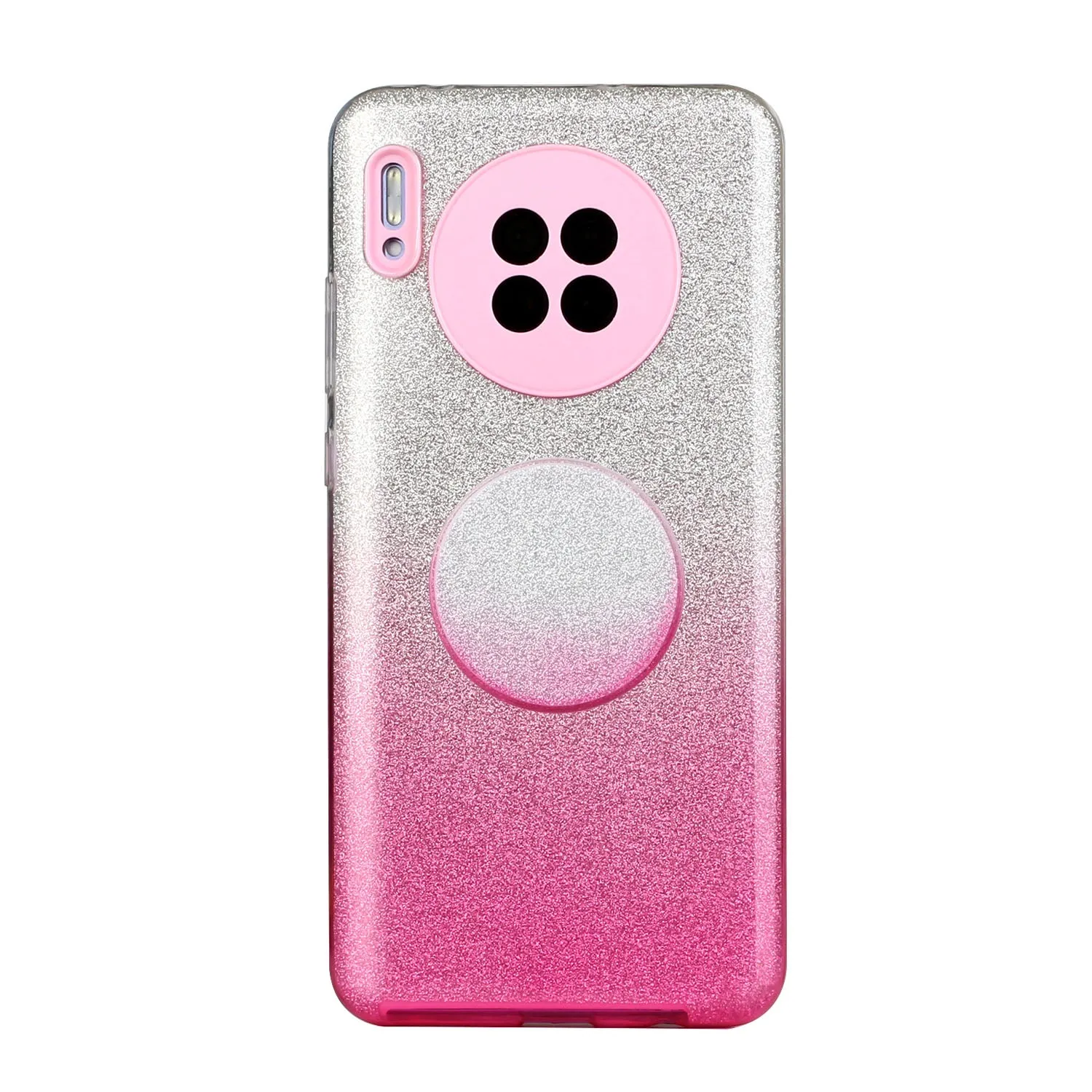 For HUAWEI Mate 30/Nova 5I pro/Mate 30 Pro/PSmart /Y5P/Y6P 2020 Phone Case Gradient Color Glitter Powder Phone Cover with Airbag Bracket Pink