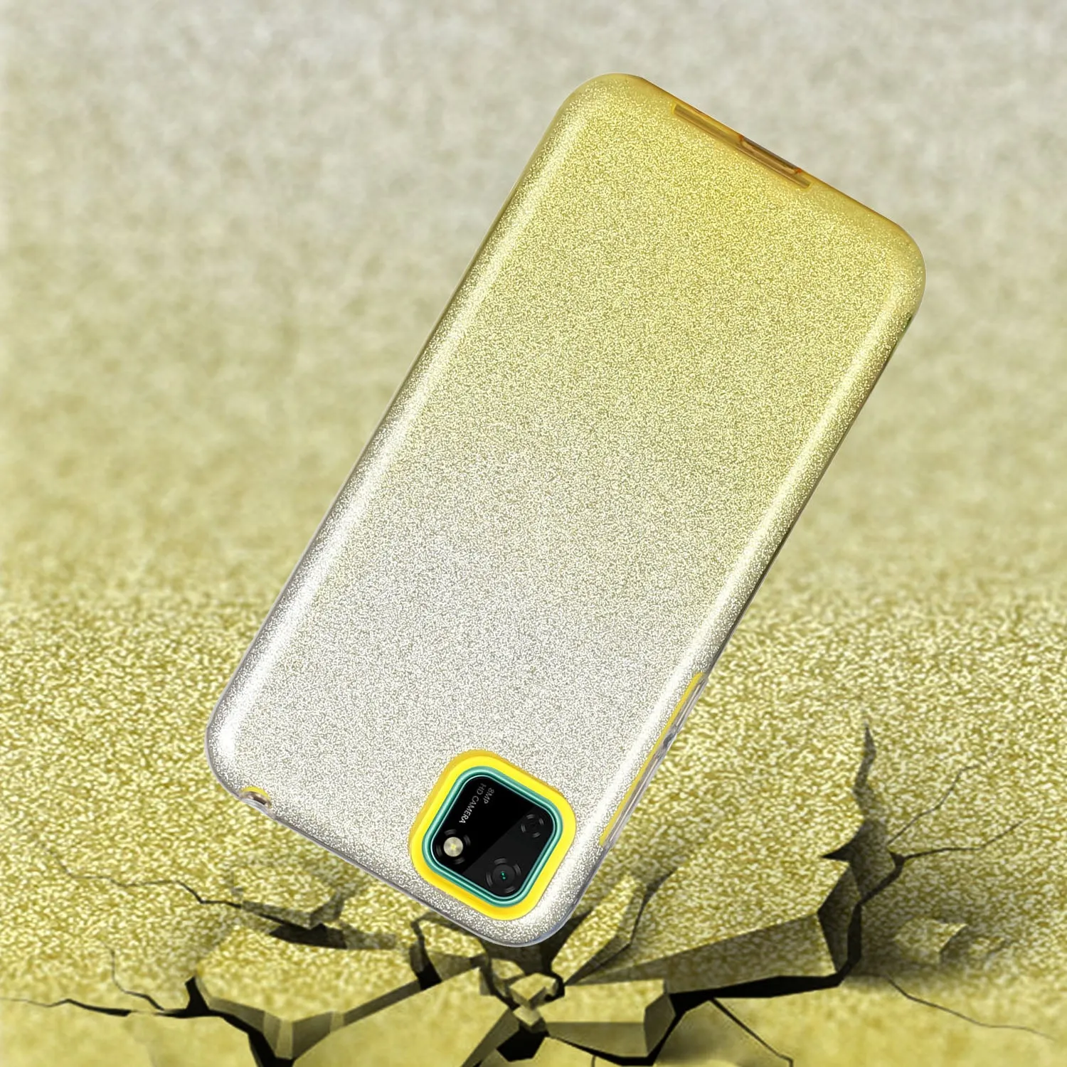 For HUAWEI Mate 30/Nova 5I pro/Mate 30 Pro/PSmart /Y5P/Y6P 2020 Phone Case Gradient Color Glitter Powder Phone Cover with Airbag Bracket yellow