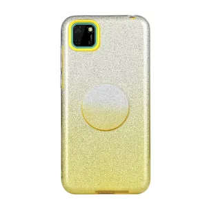 For HUAWEI Mate 30/Nova 5I pro/Mate 30 Pro/PSmart /Y5P/Y6P 2020 Phone Case Gradient Color Glitter Powder Phone Cover with Airbag Bracket yellow