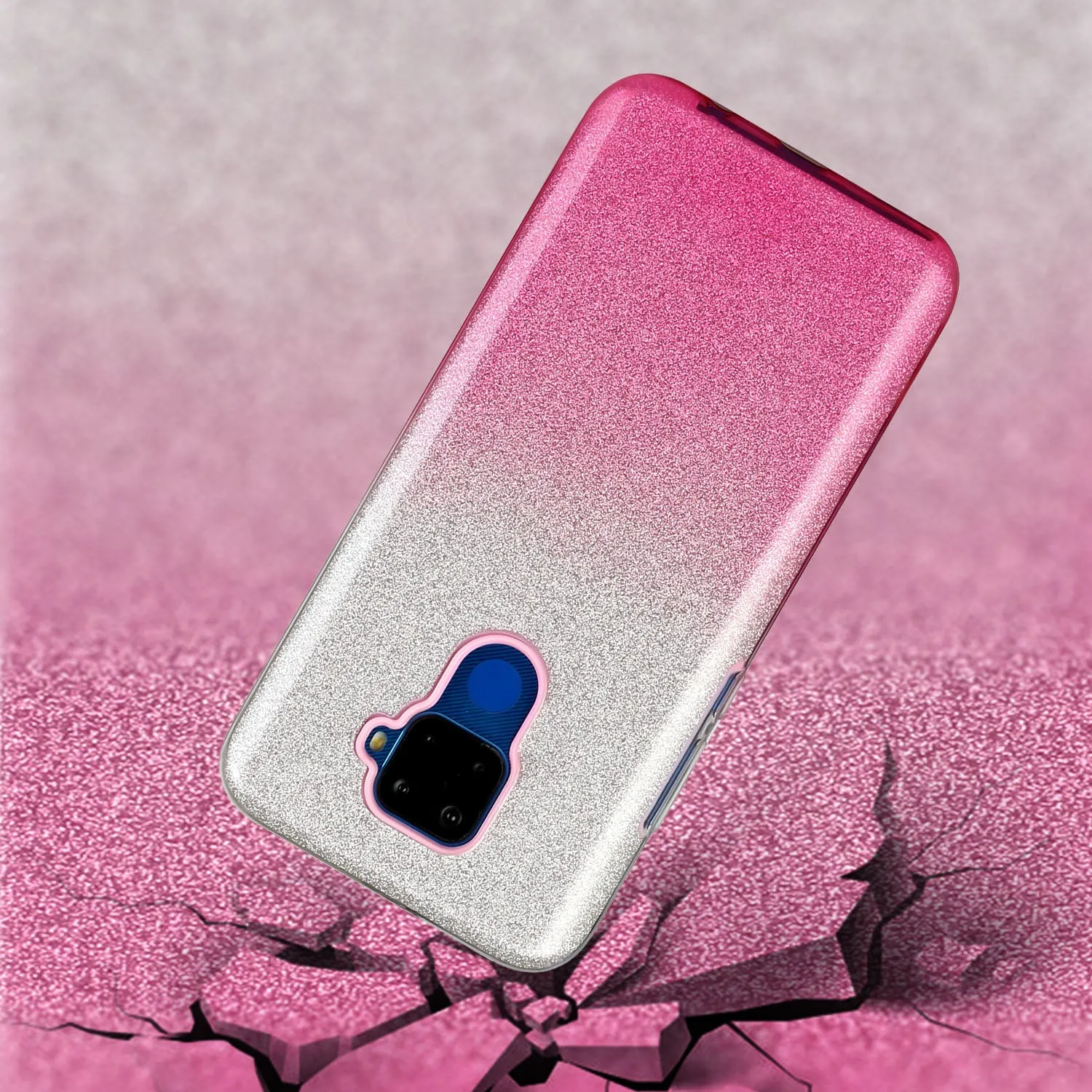 For HUAWEI Mate 30/Nova 5I pro/Mate 30 Pro/PSmart /Y5P/Y6P 2020 Phone Case Gradient Color Glitter Powder Phone Cover with Airbag Bracket yellow