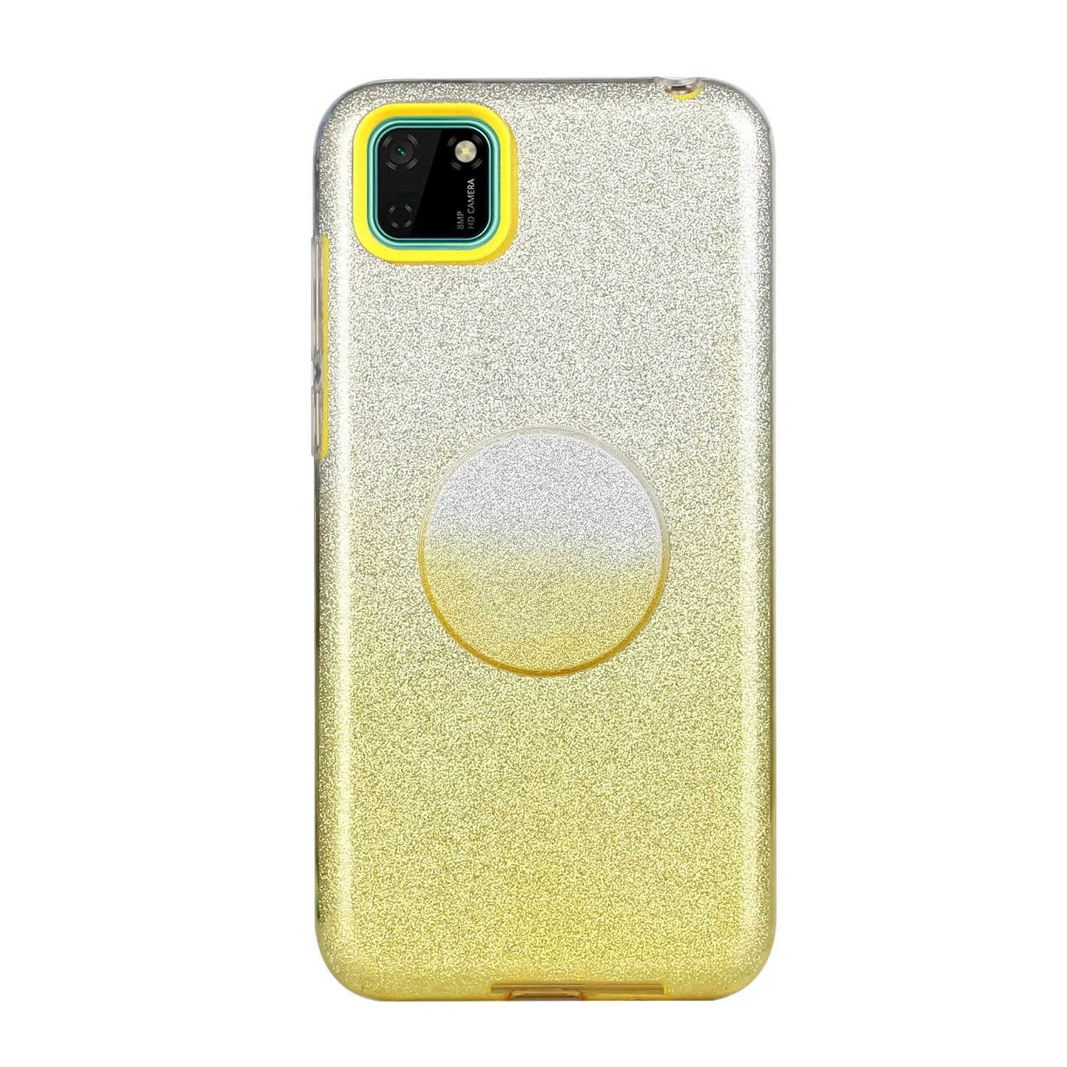 For HUAWEI Mate 30/Nova 5I pro/Mate 30 Pro/PSmart /Y5P/Y6P 2020 Phone Case Gradient Color Glitter Powder Phone Cover with Airbag Bracket yellow