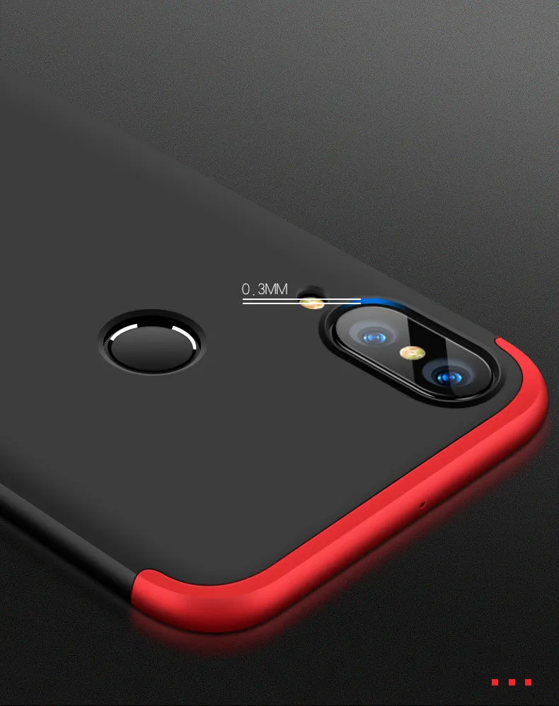 For HUAWEI NOVA 3 3 in 1 360 Degree Non-slip Shockproof Full Protective Case Red black red