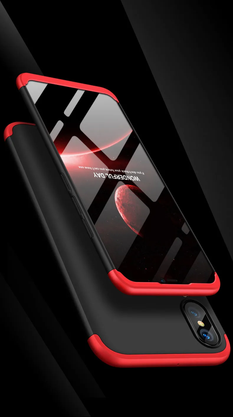 For HUAWEI NOVA 3 3 in 1 360 Degree Non-slip Shockproof Full Protective Case Red black red