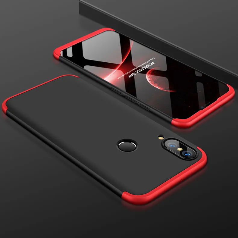 For HUAWEI NOVA 3 3 in 1 360 Degree Non-slip Shockproof Full Protective Case Red black red