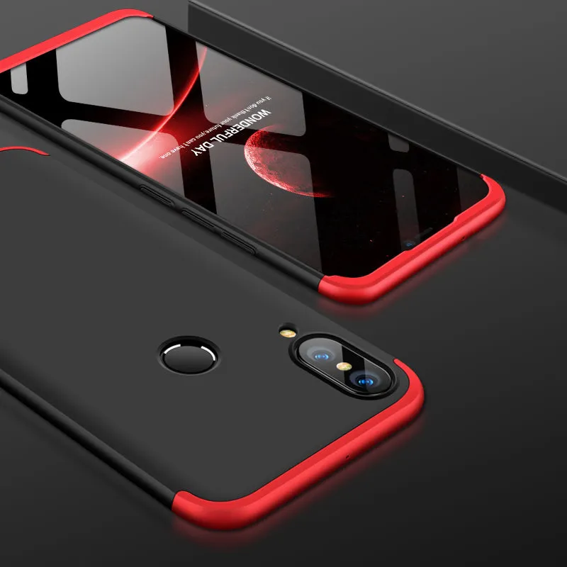 For HUAWEI NOVA 3 3 in 1 360 Degree Non-slip Shockproof Full Protective Case Red black red