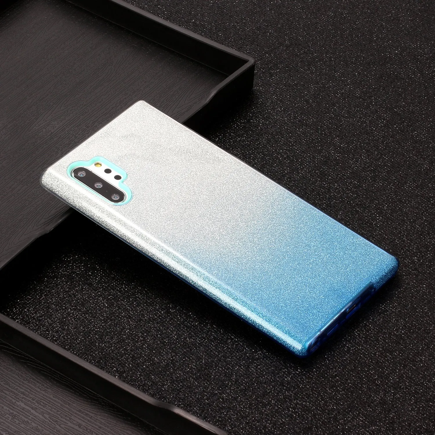 for HUAWEI P20 LITE/P30 LITE/P40 LITE/Nova6SE/Nova 7i Phone Case Gradient Color Glitter Powder Phone Cover with Airbag Bracket blue