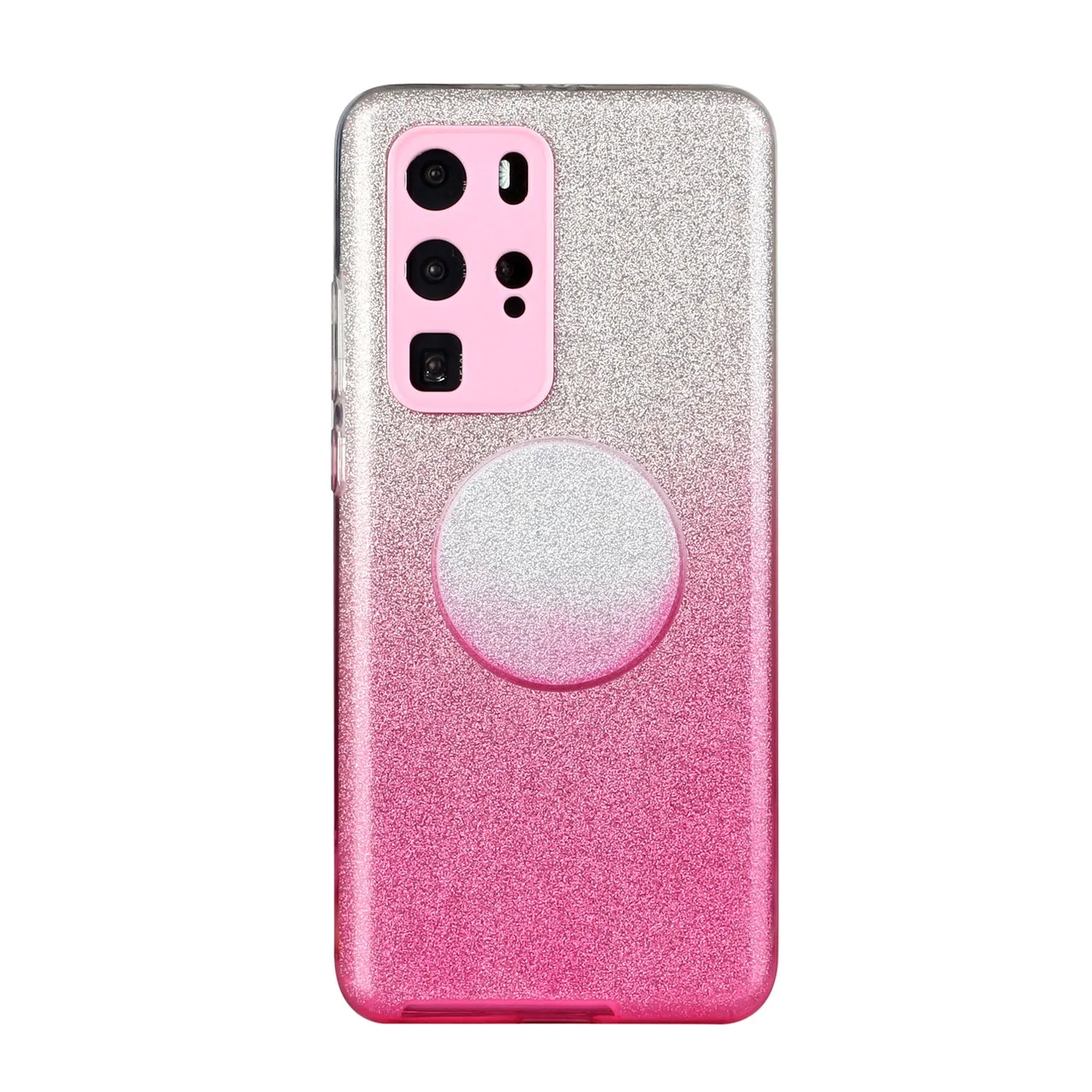 for HUAWEI P20 LITE/P30 LITE/P40 LITE/Nova6SE/Nova 7i Phone Case Gradient Color Glitter Powder Phone Cover with Airbag Bracket Pink
