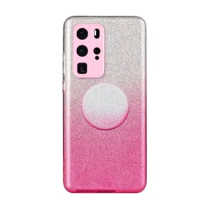 for HUAWEI P20 LITE/P30 LITE/P40 LITE/Nova6SE/Nova 7i Phone Case Gradient Color Glitter Powder Phone Cover with Airbag Bracket Pink