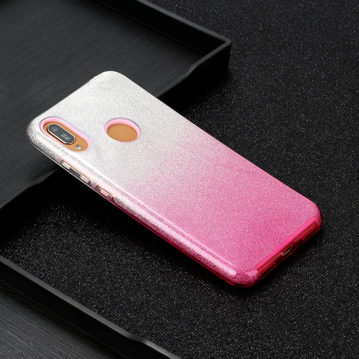 for HUAWEI P20 LITE/P30 LITE/P40 LITE/Nova6SE/Nova 7i Phone Case Gradient Color Glitter Powder Phone Cover with Airbag Bracket Pink