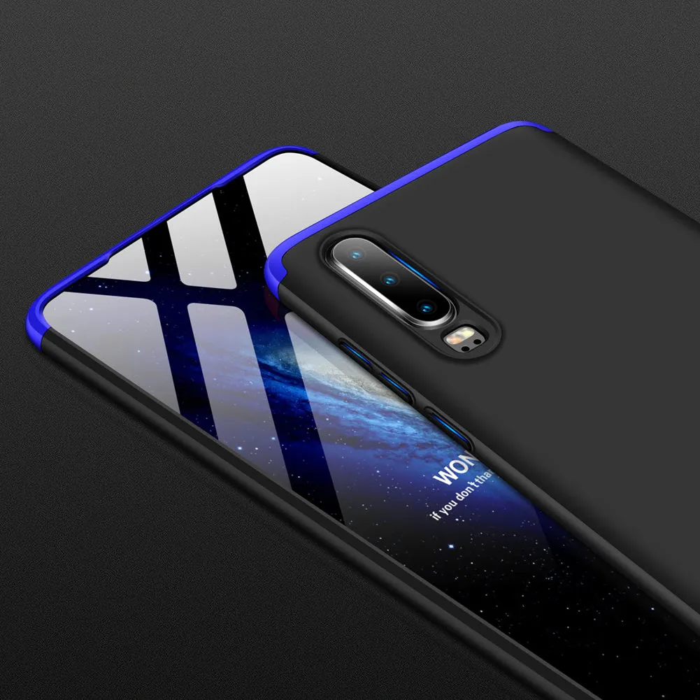 For HUAWEI P30 LITE Ultra Slim PC Back Cover Non-slip Shockproof 360 Degree Full Protective Case Blue black blue