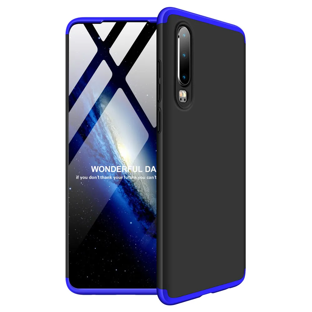 For HUAWEI P30 LITE Ultra Slim PC Back Cover Non-slip Shockproof 360 Degree Full Protective Case Blue black blue