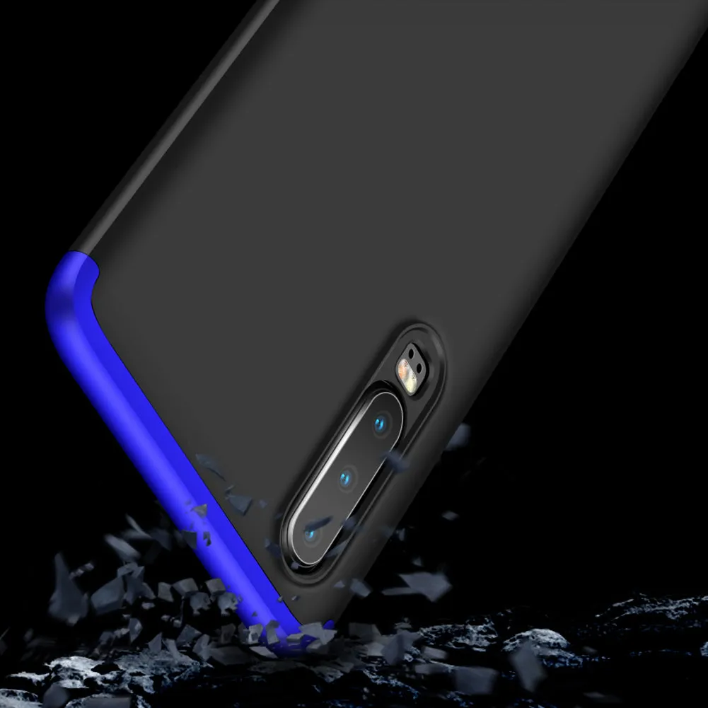 For HUAWEI P30 LITE Ultra Slim PC Back Cover Non-slip Shockproof 360 Degree Full Protective Case Blue black blue