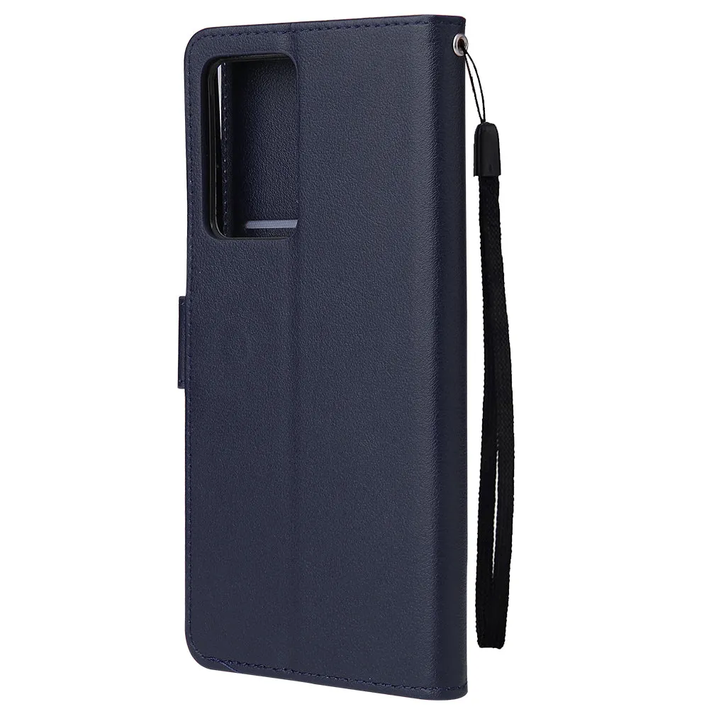 For HUAWEI PSmart 2020/Y5P/Y6P PU Leather Mobile Phone Cover with 3 Cards Slots Phone Frame blue