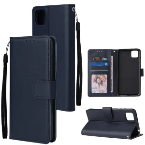 For HUAWEI PSmart 2020/Y5P/Y6P PU Leather Mobile Phone Cover with 3 Cards Slots Phone Frame blue