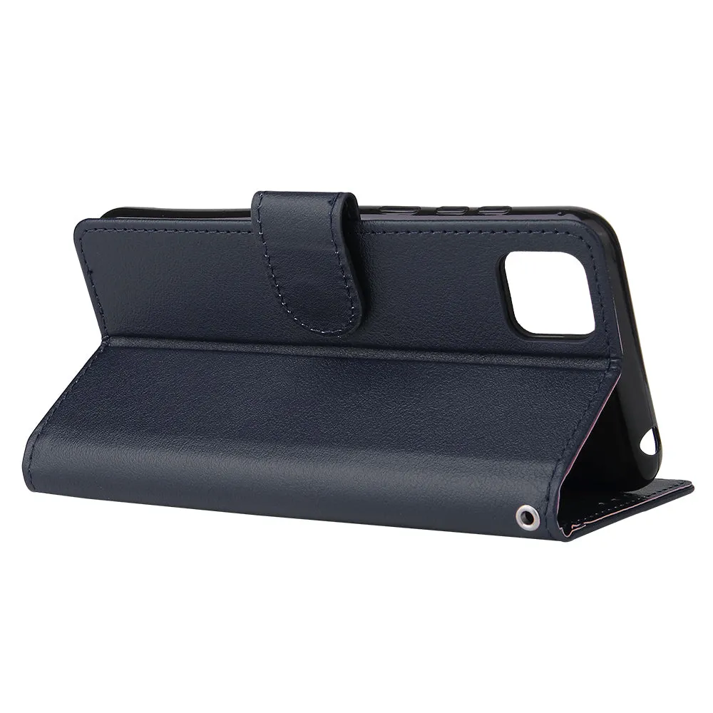 For HUAWEI PSmart 2020/Y5P/Y6P PU Leather Mobile Phone Cover with 3 Cards Slots Phone Frame blue