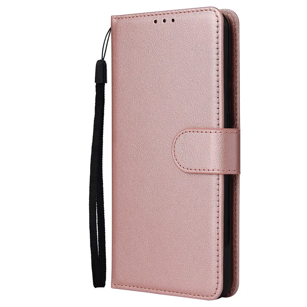For HUAWEI PSmart 2020/Y5P/Y6P PU Leather Mobile Phone Cover with 3 Cards Slots Phone Frame Rose gold