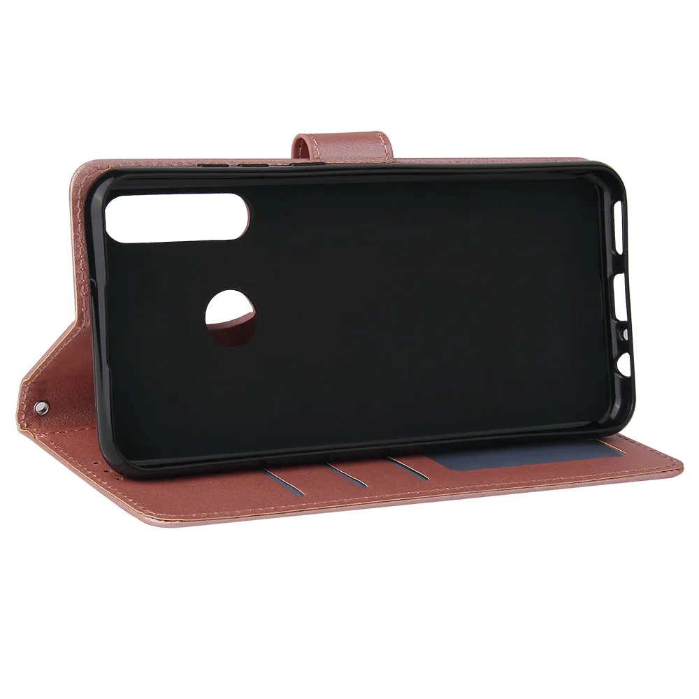 For HUAWEI PSmart 2020/Y5P/Y6P PU Leather Mobile Phone Cover with 3 Cards Slots Phone Frame Rose gold