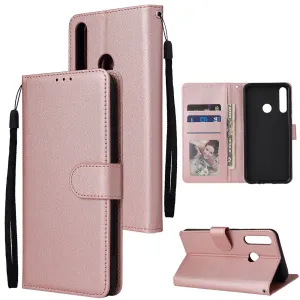 For HUAWEI PSmart 2020/Y5P/Y6P PU Leather Mobile Phone Cover with 3 Cards Slots Phone Frame Rose gold