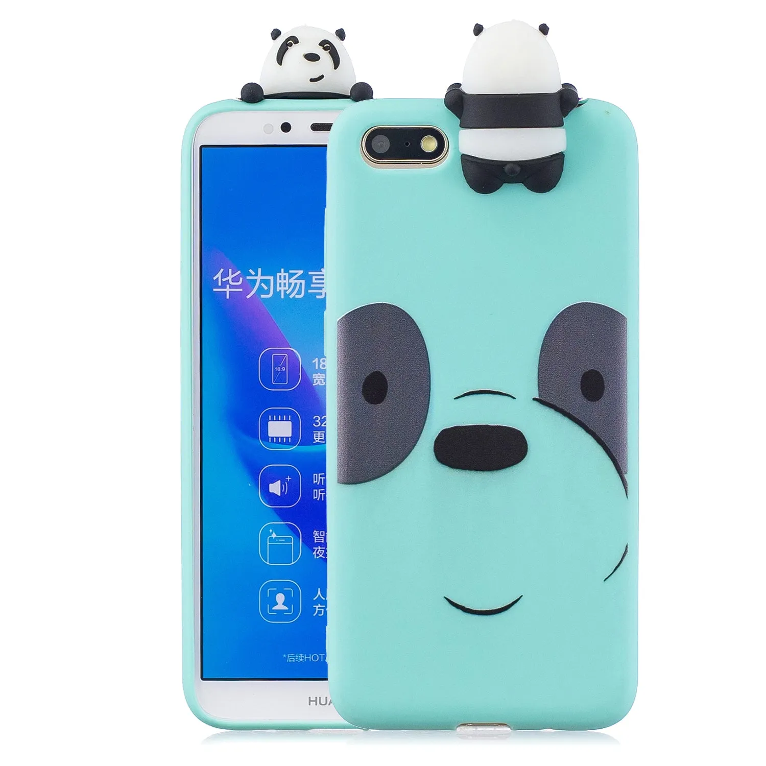 For HUAWEI Y5 2018 3D Cute Coloured Painted Animal TPU Anti-scratch Non-slip Protective Cover Back Case Light pink