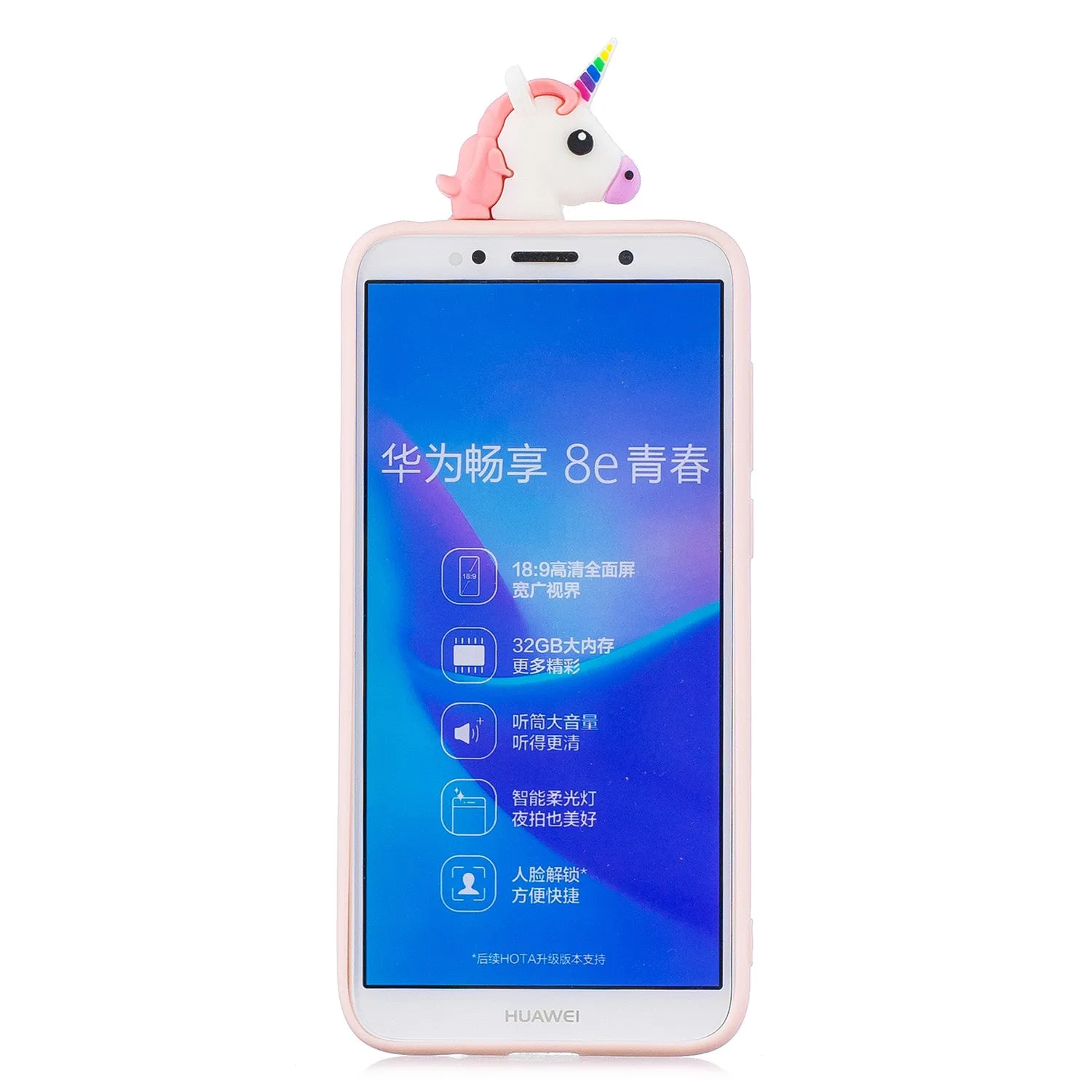 For HUAWEI Y5 2018 3D Cute Coloured Painted Animal TPU Anti-scratch Non-slip Protective Cover Back Case Light pink