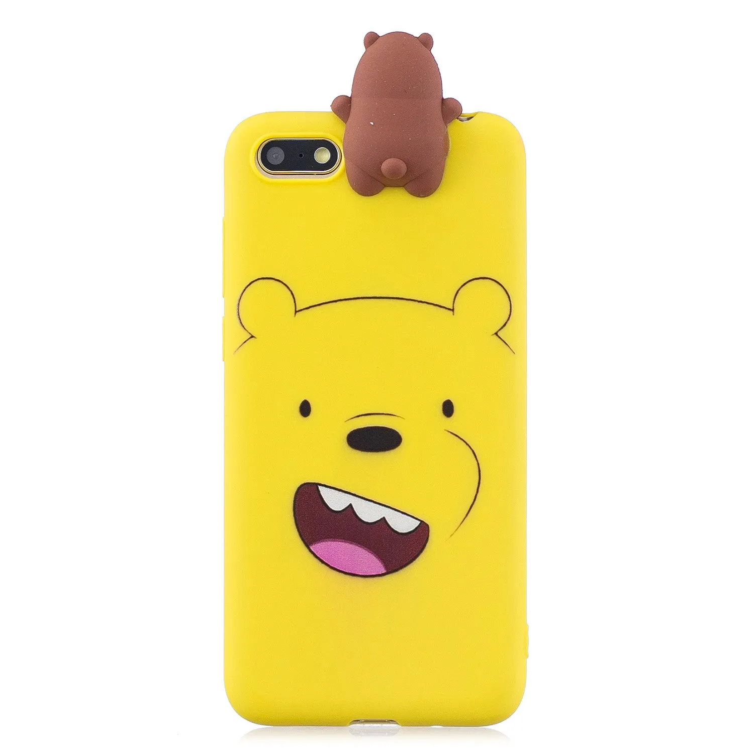 For HUAWEI Y5 2018 3D Cute Coloured Painted Animal TPU Anti-scratch Non-slip Protective Cover Back Case yellow