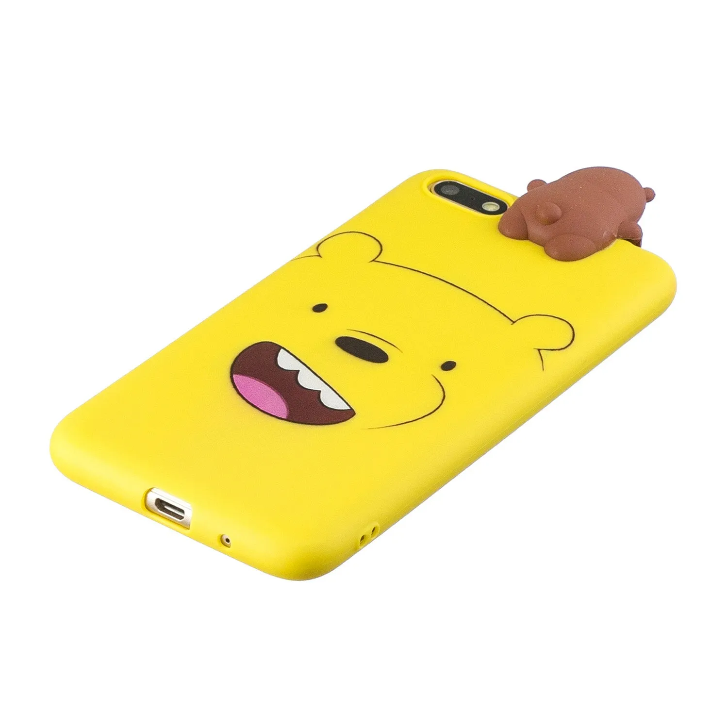 For HUAWEI Y5 2018 3D Cute Coloured Painted Animal TPU Anti-scratch Non-slip Protective Cover Back Case yellow