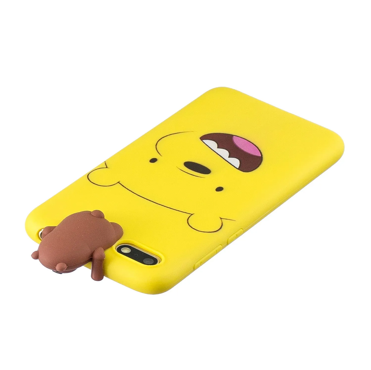 For HUAWEI Y5 2018 3D Cute Coloured Painted Animal TPU Anti-scratch Non-slip Protective Cover Back Case yellow