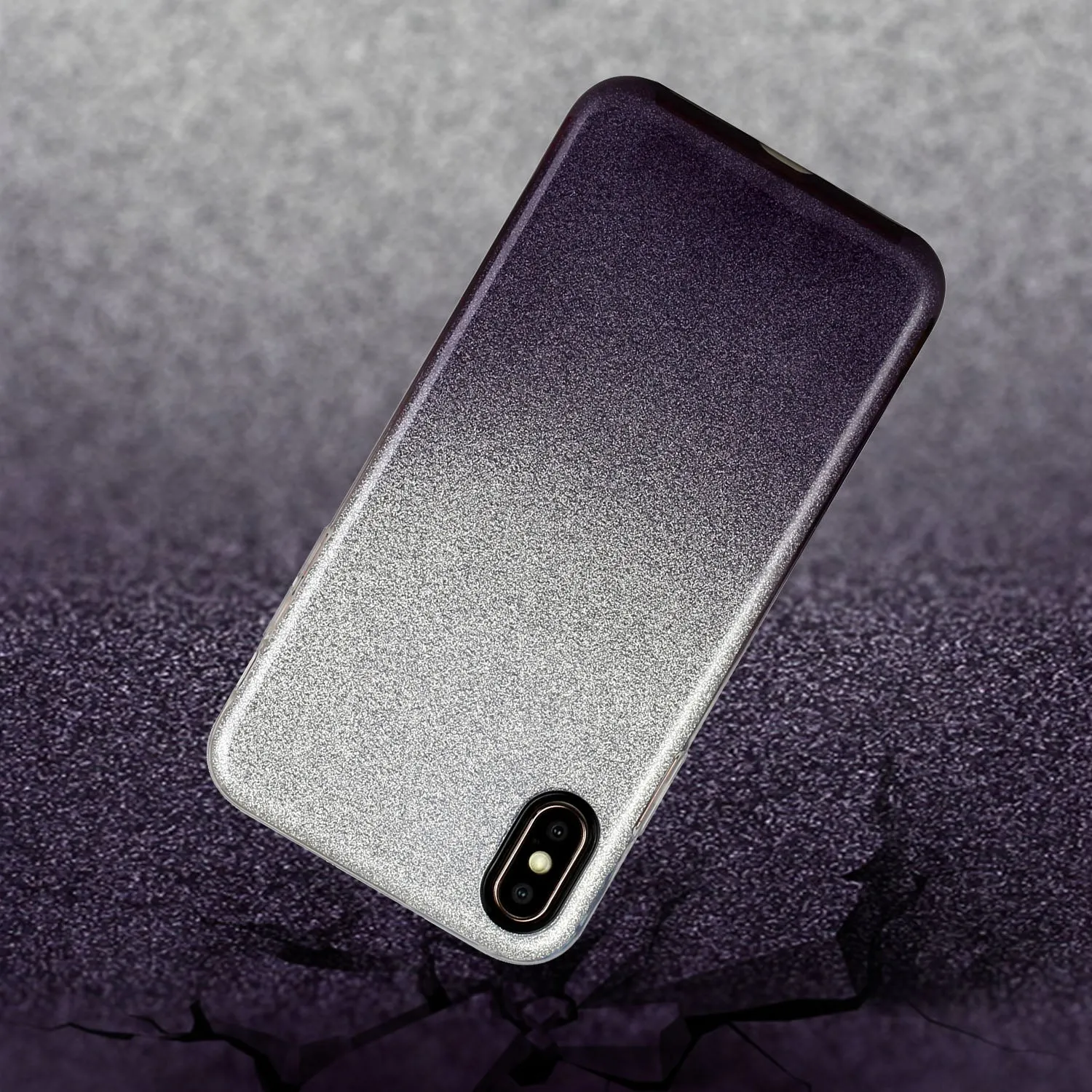 for HUAWEI Y5 2019/HONOR 8S/Y5/PSmart/honor 10 LITE Phone Case Gradient Color Glitter Powder Phone Cover with Airbag Bracket black
