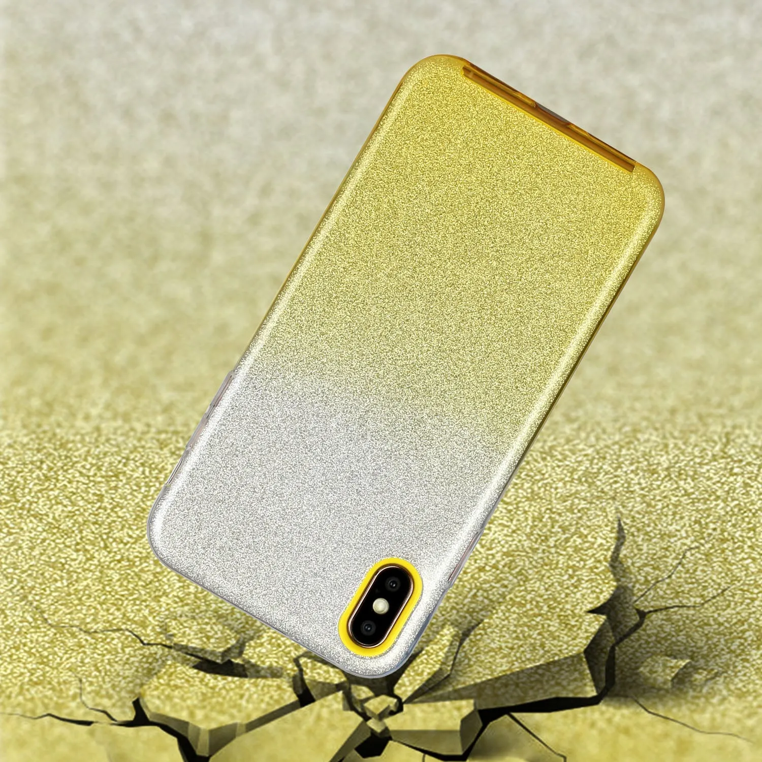 for HUAWEI Y5 2019/HONOR 8S/Y5/PSmart/honor 10 LITE Phone Case Gradient Color Glitter Powder Phone Cover with Airbag Bracket yellow