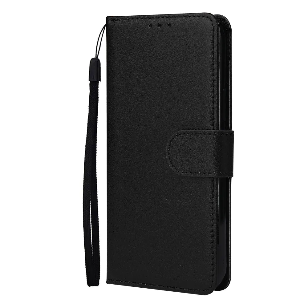 For Iphone 12 5.4 inch/6.1 inch/ 6.7 inch PU Leather Three-card Photo Frame Front Buckle Mobile Phone shell black