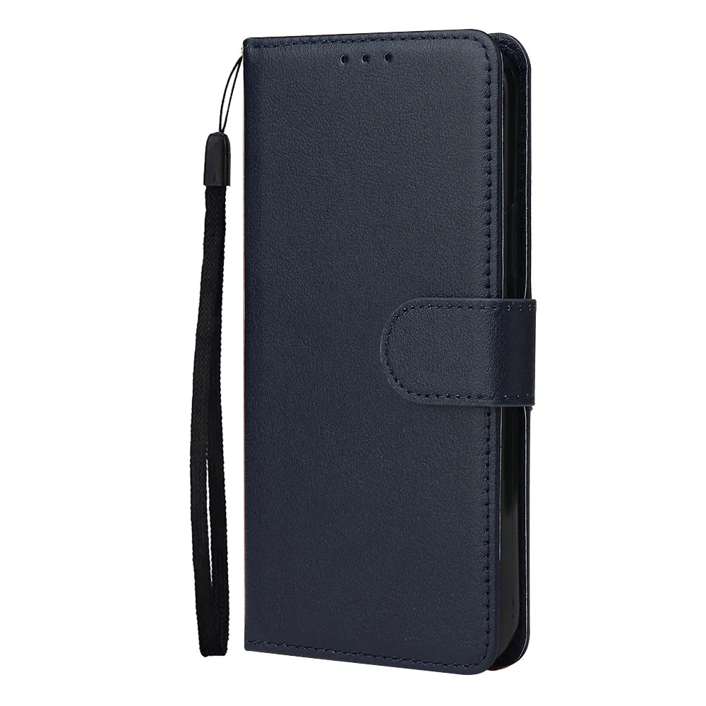For Iphone 12 5.4 inch/6.1 inch/ 6.7 inch PU Leather Three-card Photo Frame Front Buckle Mobile Phone shell blue