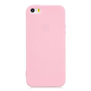 for iPhone 5/5S/SE Lovely Candy Color Matte TPU Anti-scratch Non-slip Protective Cover Back Case dark pink