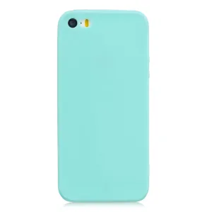 for iPhone 5/5S/SE Lovely Candy Color Matte TPU Anti-scratch Non-slip Protective Cover Back Case Light blue
