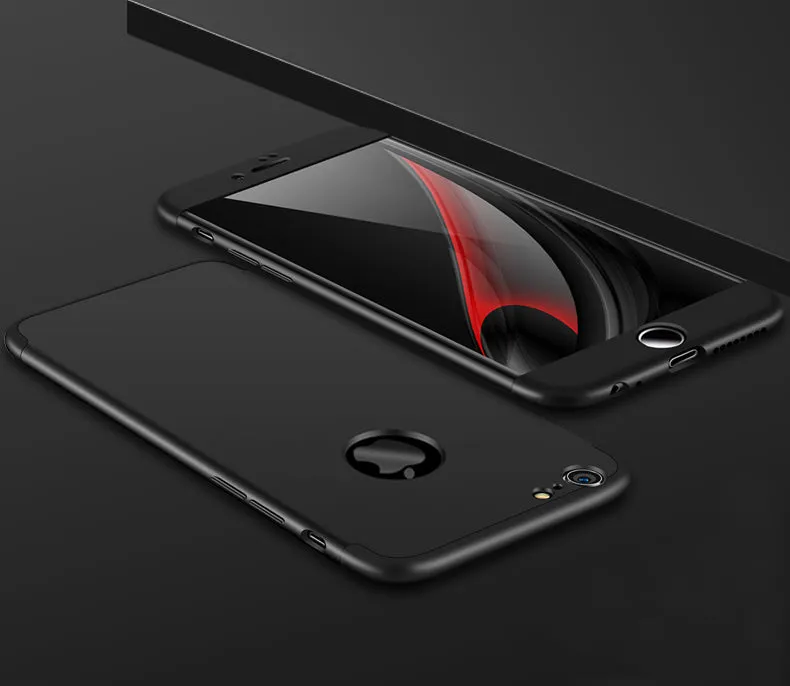 For iPhone 6/6S 3 in 1 360 Degree Non-slip Shockproof Full Protective Case Red black red