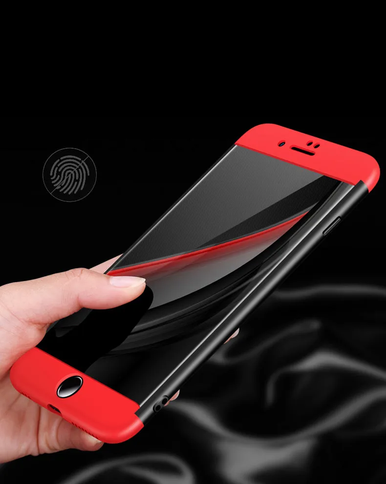 For iPhone 6/6S 3 in 1 360 Degree Non-slip Shockproof Full Protective Case Red black red