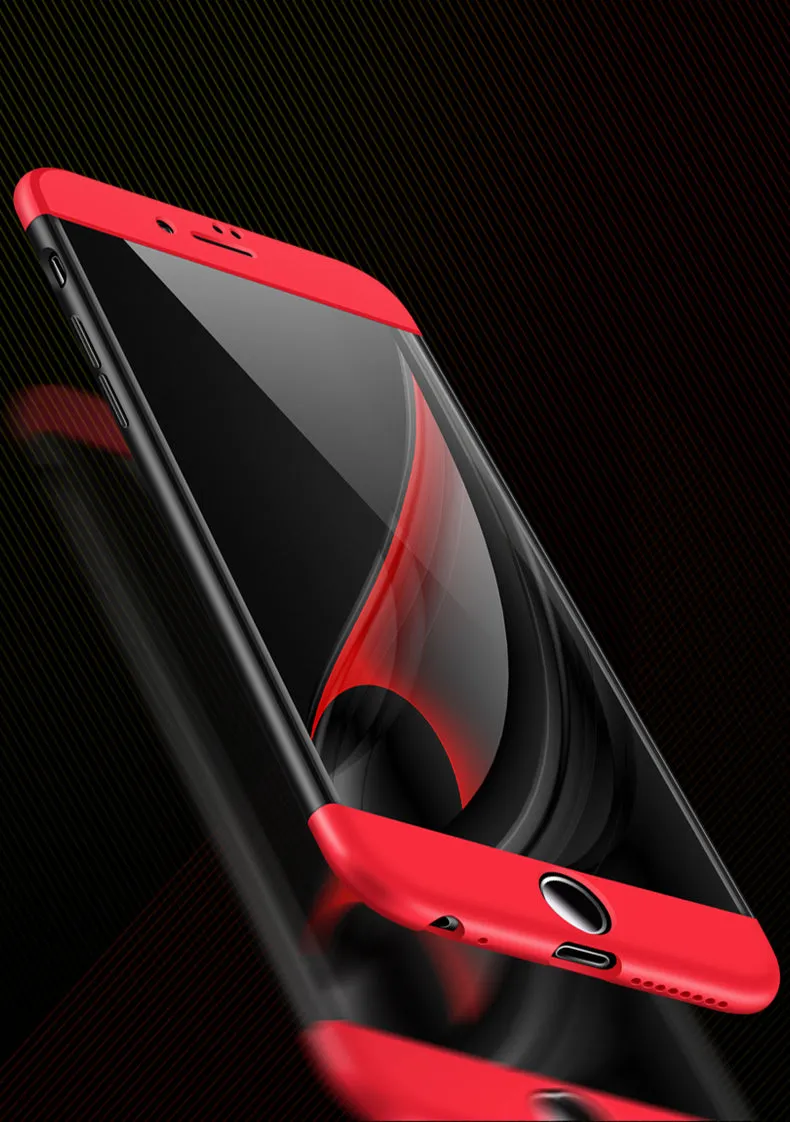 For iPhone 6/6S 3 in 1 360 Degree Non-slip Shockproof Full Protective Case Red black red
