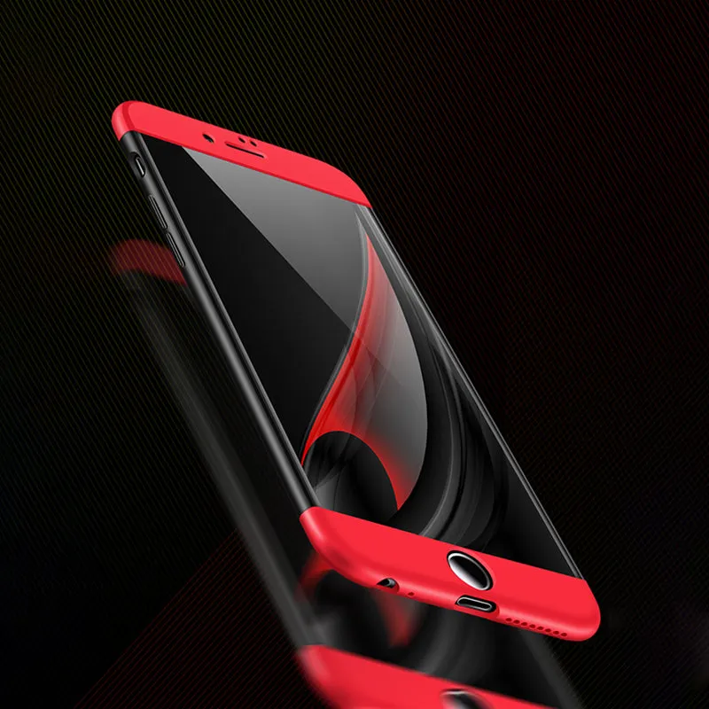 For iPhone 6/6S 3 in 1 360 Degree Non-slip Shockproof Full Protective Case Red black red