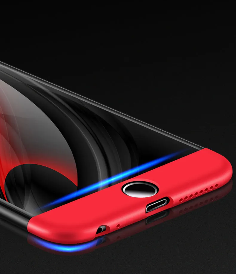 For iPhone 6/6S 3 in 1 360 Degree Non-slip Shockproof Full Protective Case Red black red